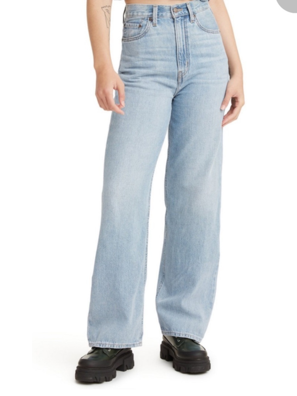 Levi's High Loose Cropped Cotton/Hemp Light Blue Wash Jeans 29
